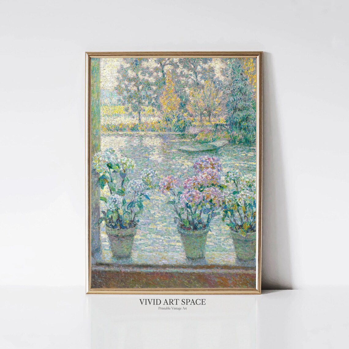 Blooming Hydrangeas Vintage French Landscape Art Print - Image 3