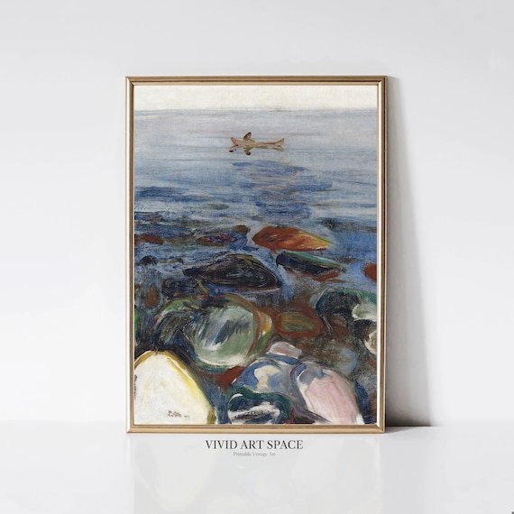 Edvard Munch Rowboat On The Blue Sea Expressionist Art Print
