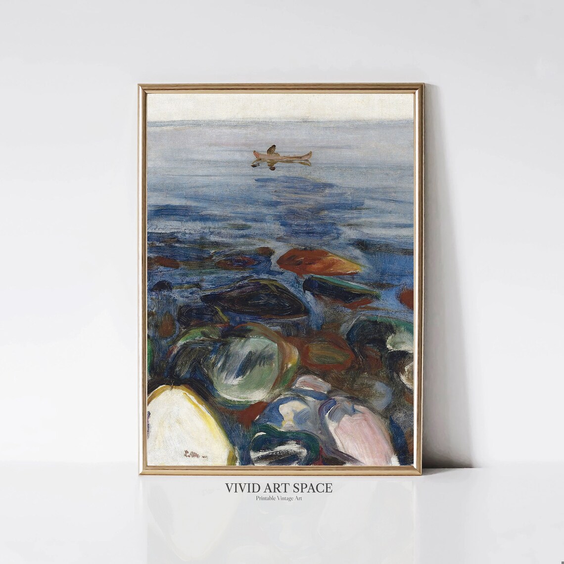 Rowing Boat On The Sea By Edvard Munch Expressionist Landscape Painting Abstract Art Print Printable Wall Art