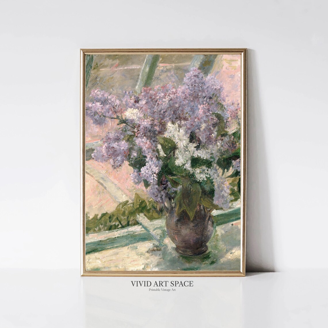 Lilacs In A Window Vintage Floral Art Print