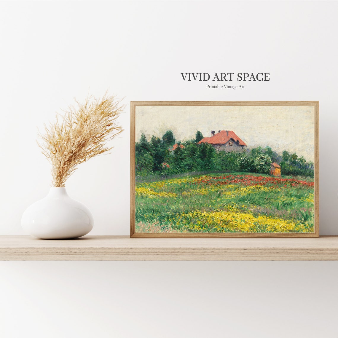 Impressionist Wildflower Garden Red Roof Country House Print - Image 2