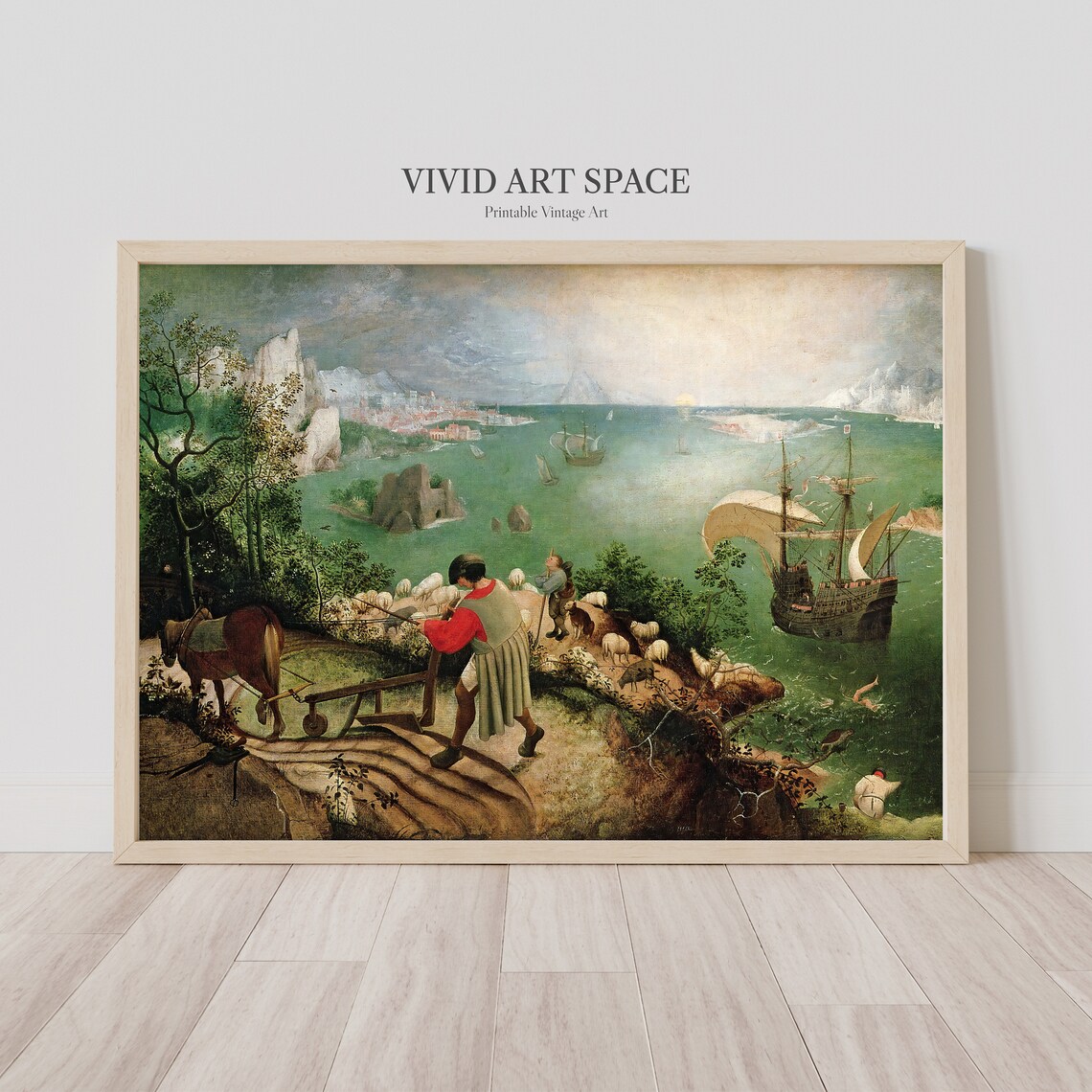 Bruegel Landscape With The Fall Of Icarus Ploughman Ships Sea Poster - Image 2