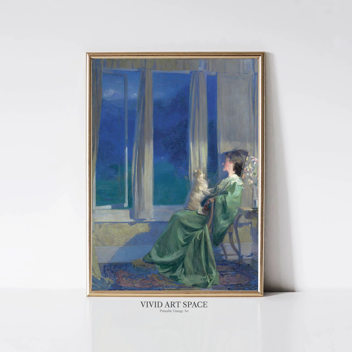 Blue Evening, Vintage Woman Portrait Art Print - Image 3