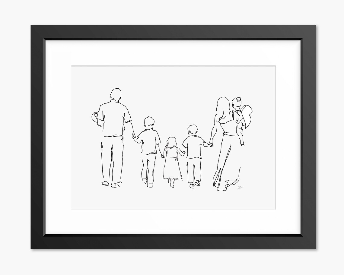 Family Print Family Line Art Family Portrait Family Drawing Mothers Day Print Family Gift Print Family Illustration Family Sketch Art