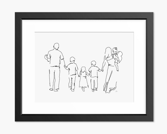 Family Print Family Line Art Family Portrait Family Drawing Mothers Day Print Family Gift Print Family Illustration Family Sketch Art