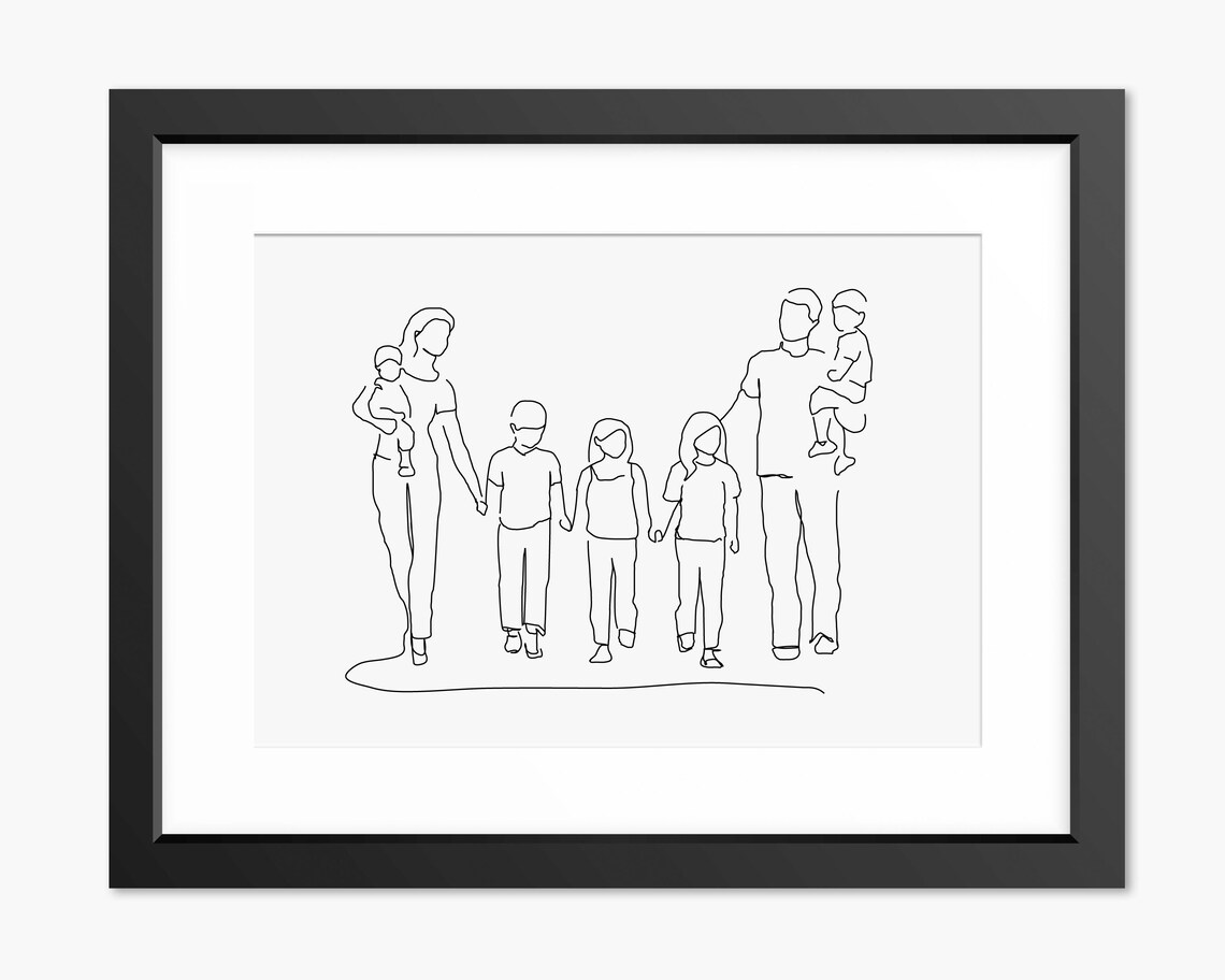 Family Print Family Line Art Family Portrait Family Drawing Mothers Day Print Family Gift Print Family Illustration Family Sketch Art