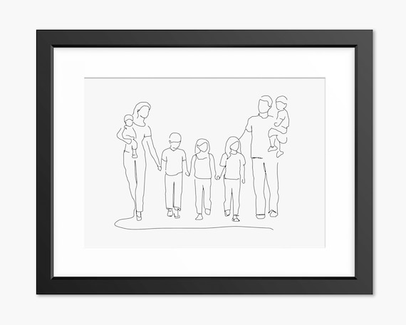 Family Print Family Line Art Family Portrait Family Drawing Mothers Day Print Family Gift Print Family Illustration Family Sketch Art