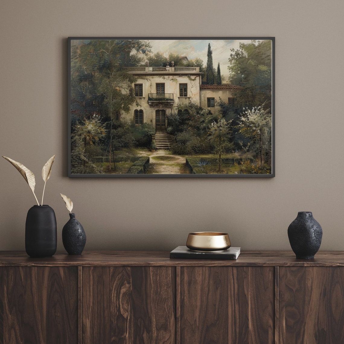 Old Italian Villa with Garden Moody Vintage Architecture Poster - Image 5
