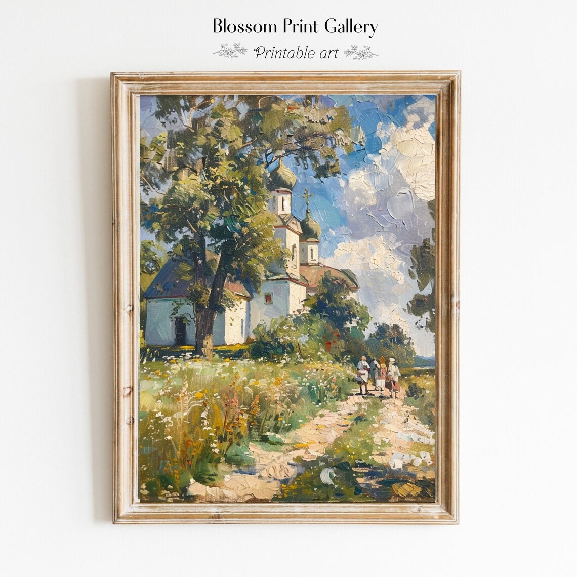 Onion Dome Church Summer Meadow Impressionist Painting Poster
