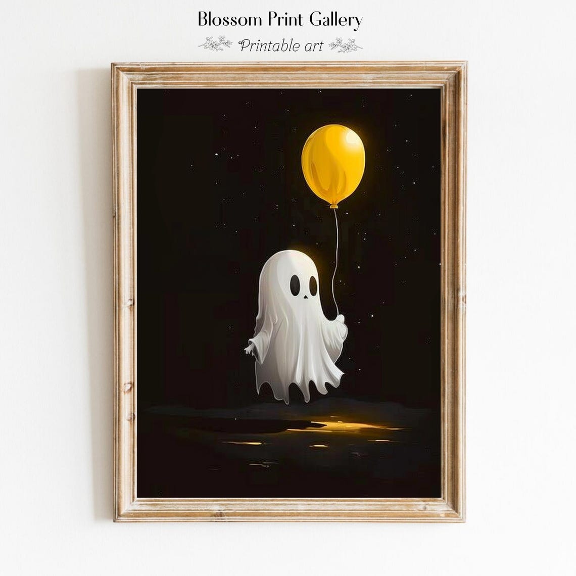 Cute Little Ghost With Balloon Halloween Ghost Print Halloween Print Dark Academia Art Goth Wall Art Dark Home Decor 633