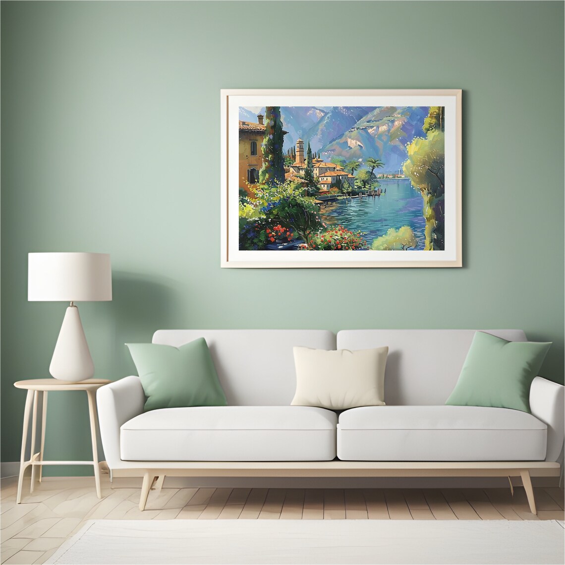 Italy Como Lake Watercolor Painting Vibrant Landscape Print Travel Aesthetic Nature Wall Art Italy Landscape Mediterranean 547 - Image 4