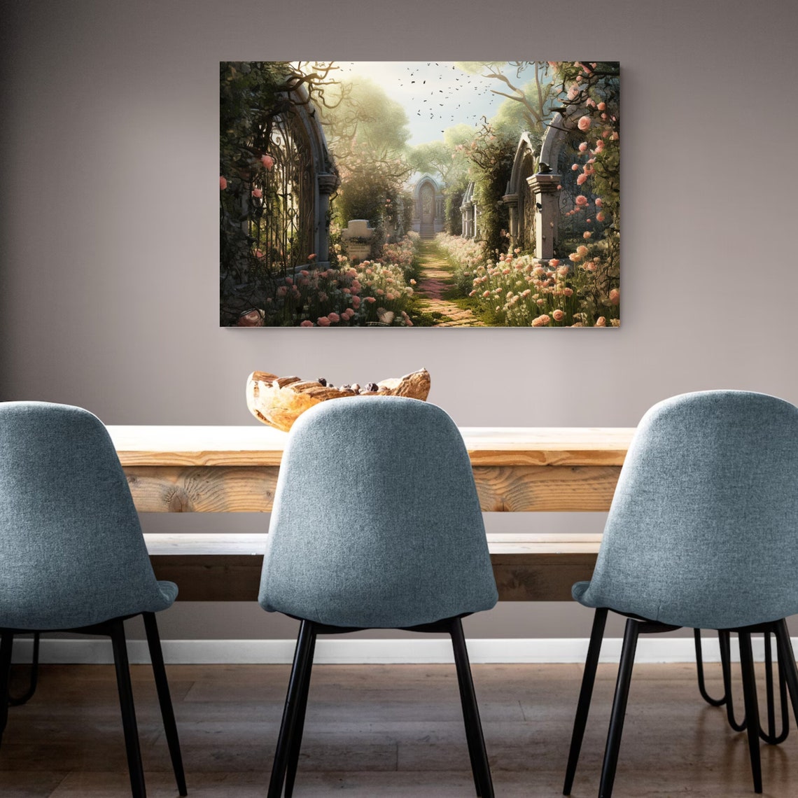 Lost Garden Vintage Painting Antique Flower Garden Painting Cottagecore Decor Enchanted Rose Garden Wall Art Cottage Oil Painting - Image 4