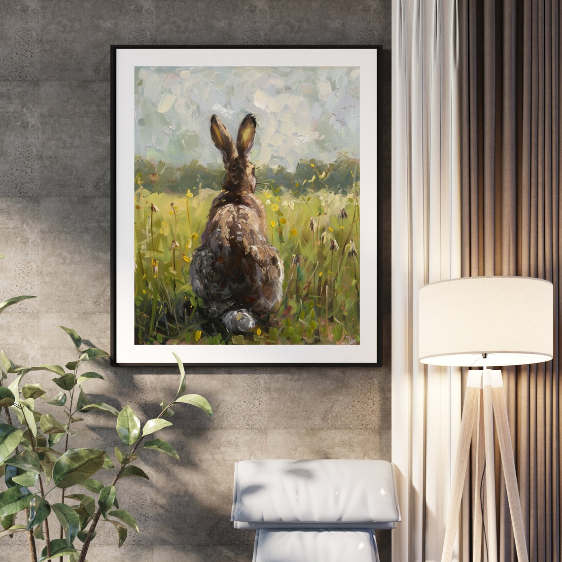 Rabbit In Wildflower Meadow Impressionist Bunny Painting Poster - Image 4
