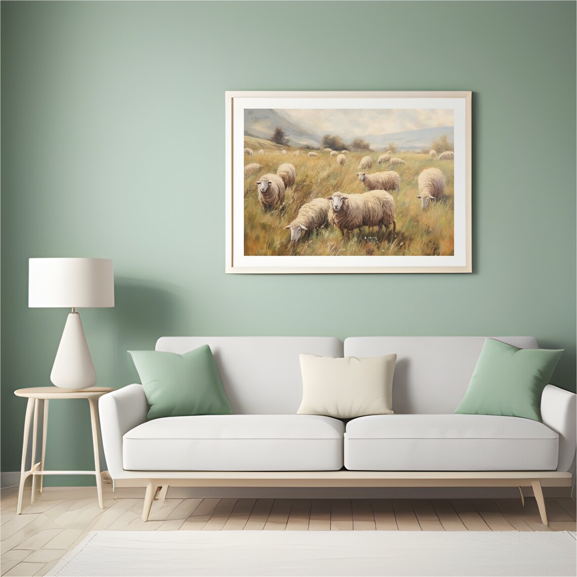 Sheep Grazing Golden Meadow Pastoral Countryside Farm Poster - Image 4