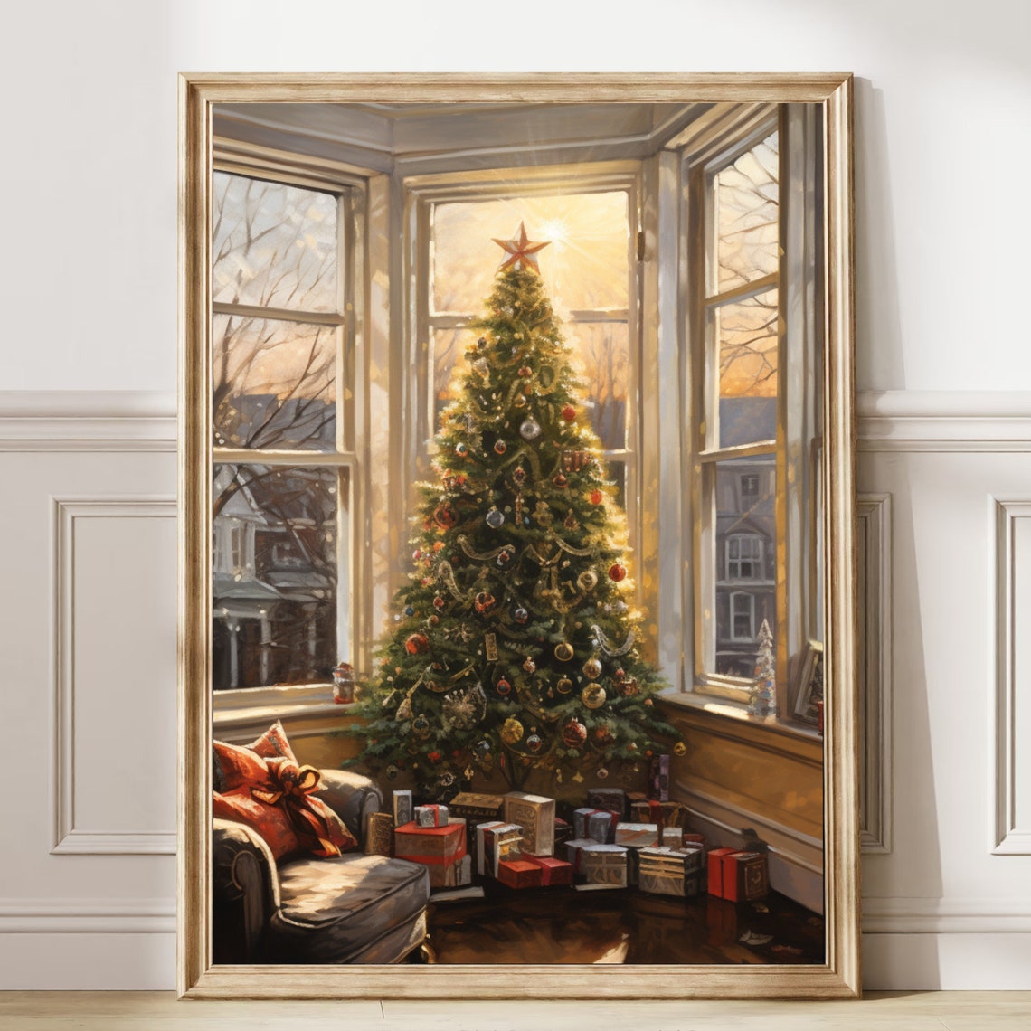 Christmas Tree By Sunny Bay Window With Gifts Cozy Winter Scene Poster - Image 6