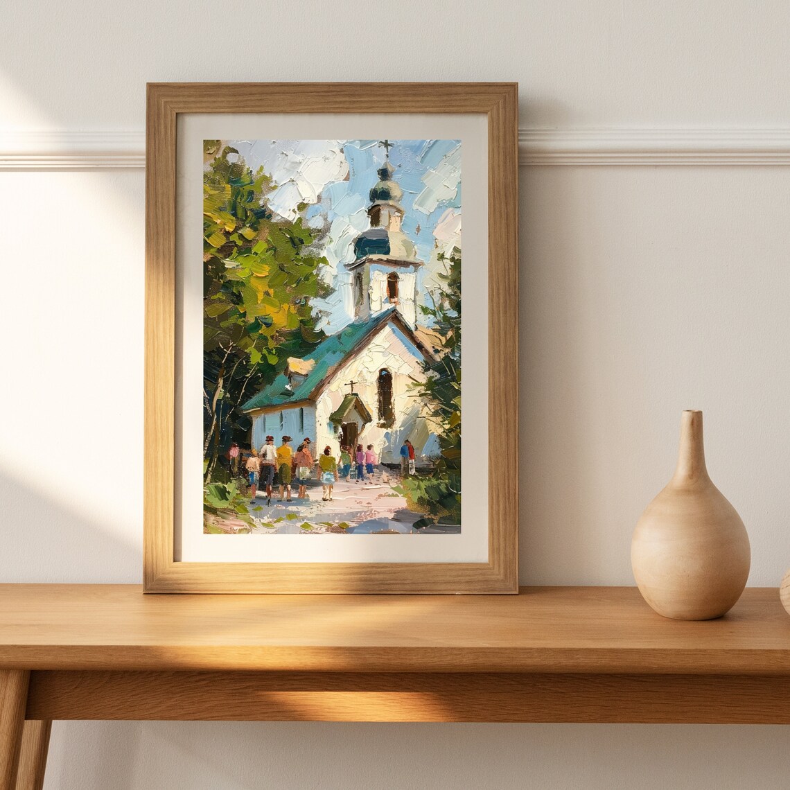 Village Church With Bell Tower Summer Landscape Painting Poster - Image 5