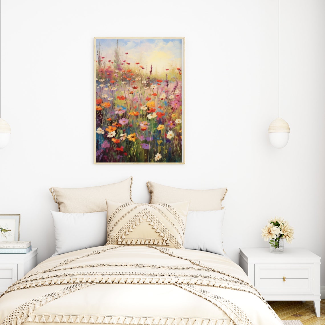 Vibrant Wildflower Field Sunset Impressionist Meadow Art Poster - Image 6