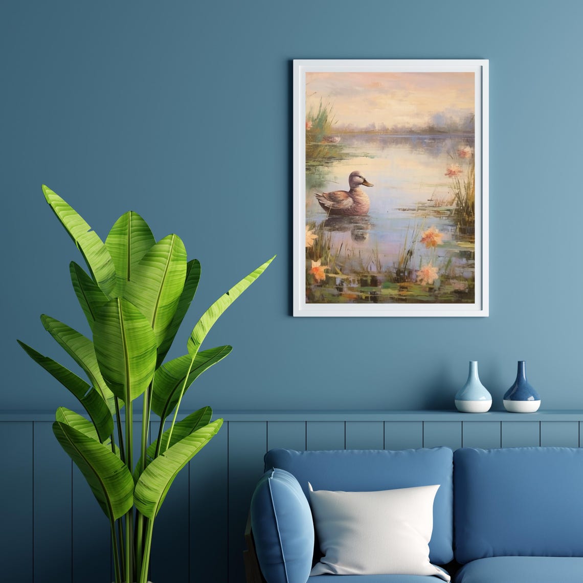 Duck Swimming Calm Lake Lily Pads Dawn Rustic Bird Art Poster - Image 6