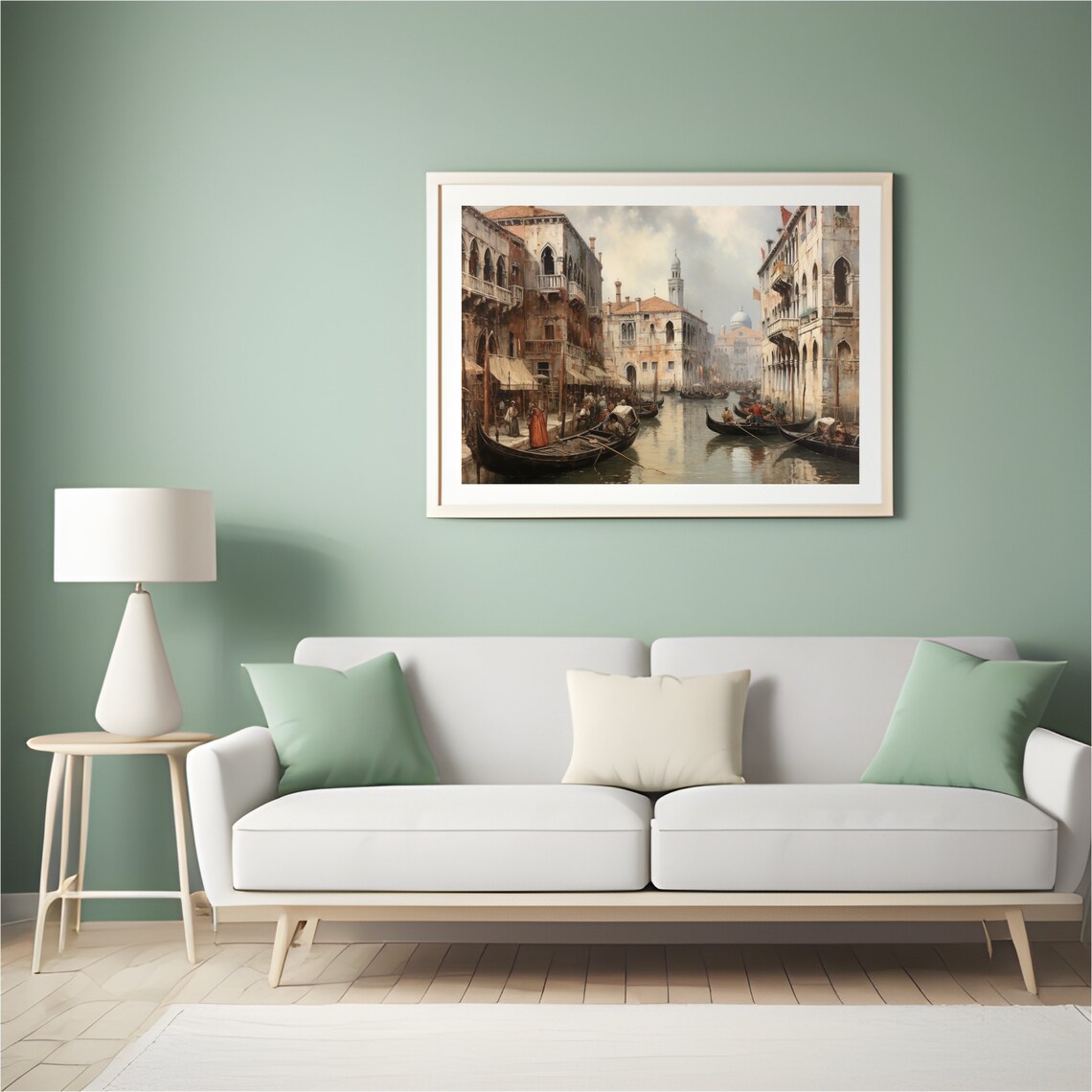Venice Canal Painting Antique Landscape Wall Art Canal Print Italy Paint Vintage Neutral Italy Wall Art Living Room Decor 417 - Image 5