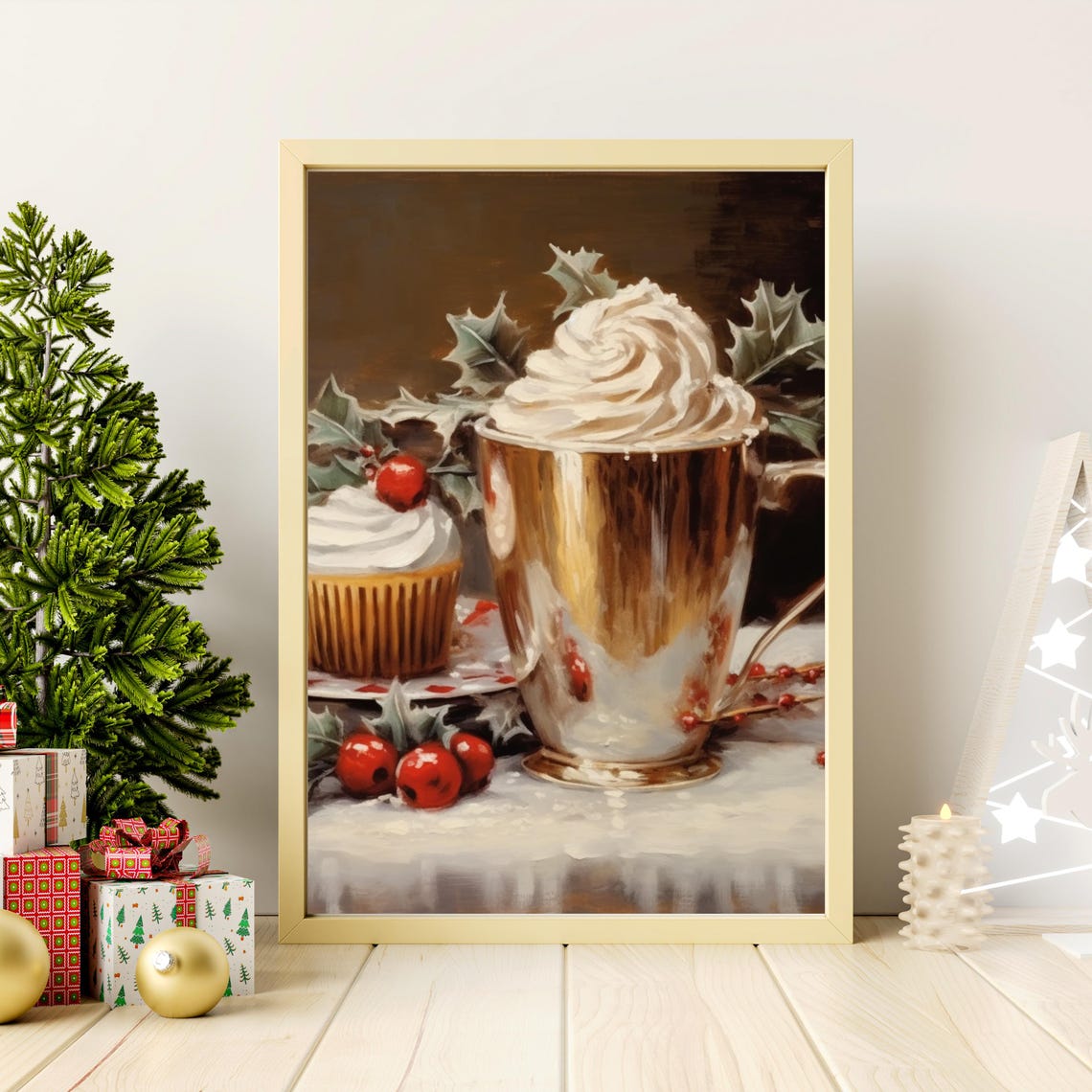 Christmas Hot Chocolate With Whipped Cream And Cupcake Poster - Image 3
