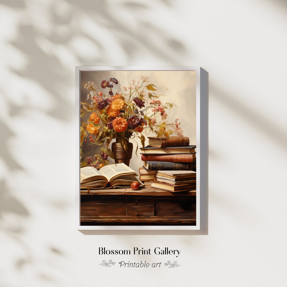 Autumn Floral Bouquet With Antique Books Warm Dark Academia Art Poster - Image 6