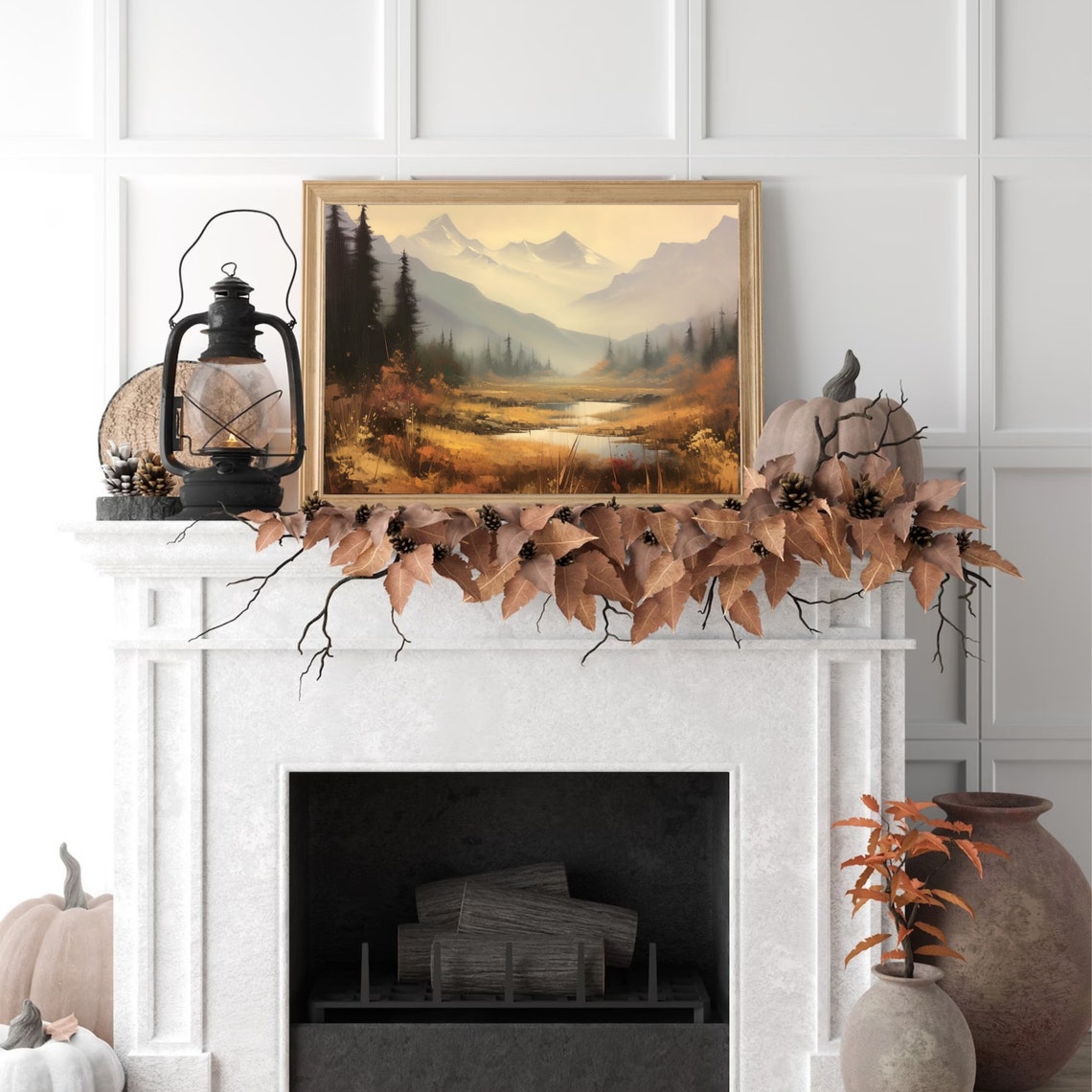 Misty Mountain Lake At Dawn Autumn Pines Peaceful Landscape Poster - Image 4