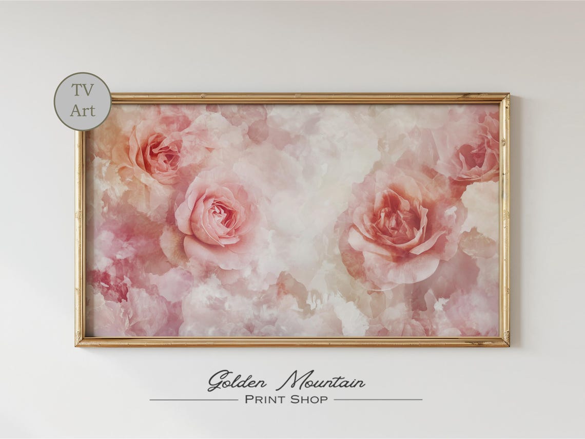 Blush Pink Roses Abstract Watercolor Soft Romantic Floral Poster - Image 2