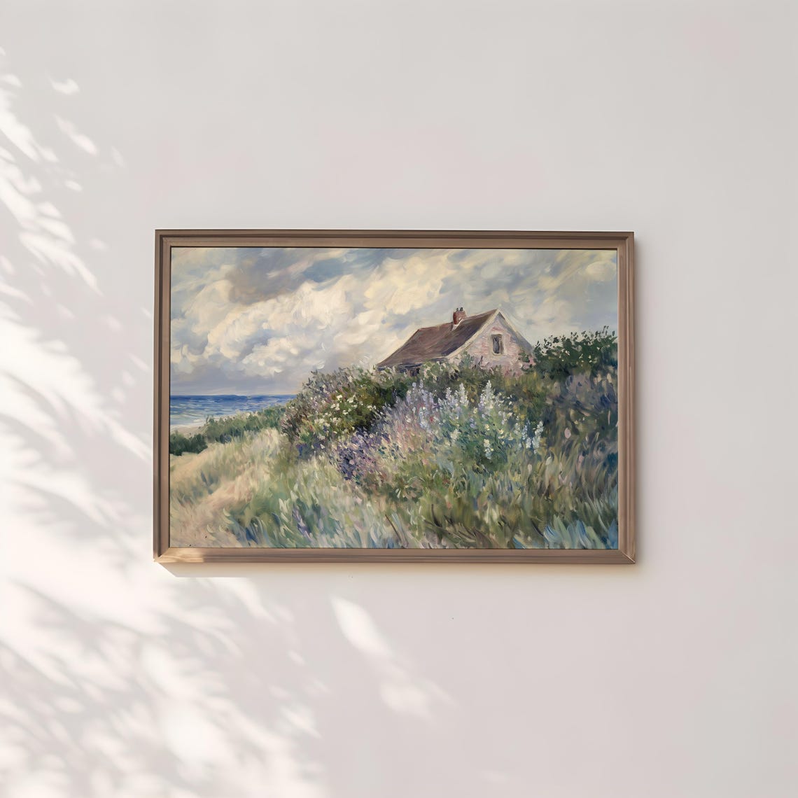 Beach Cottage Lilac Wildflower Hill Ocean View Vintage Poster - Image 3