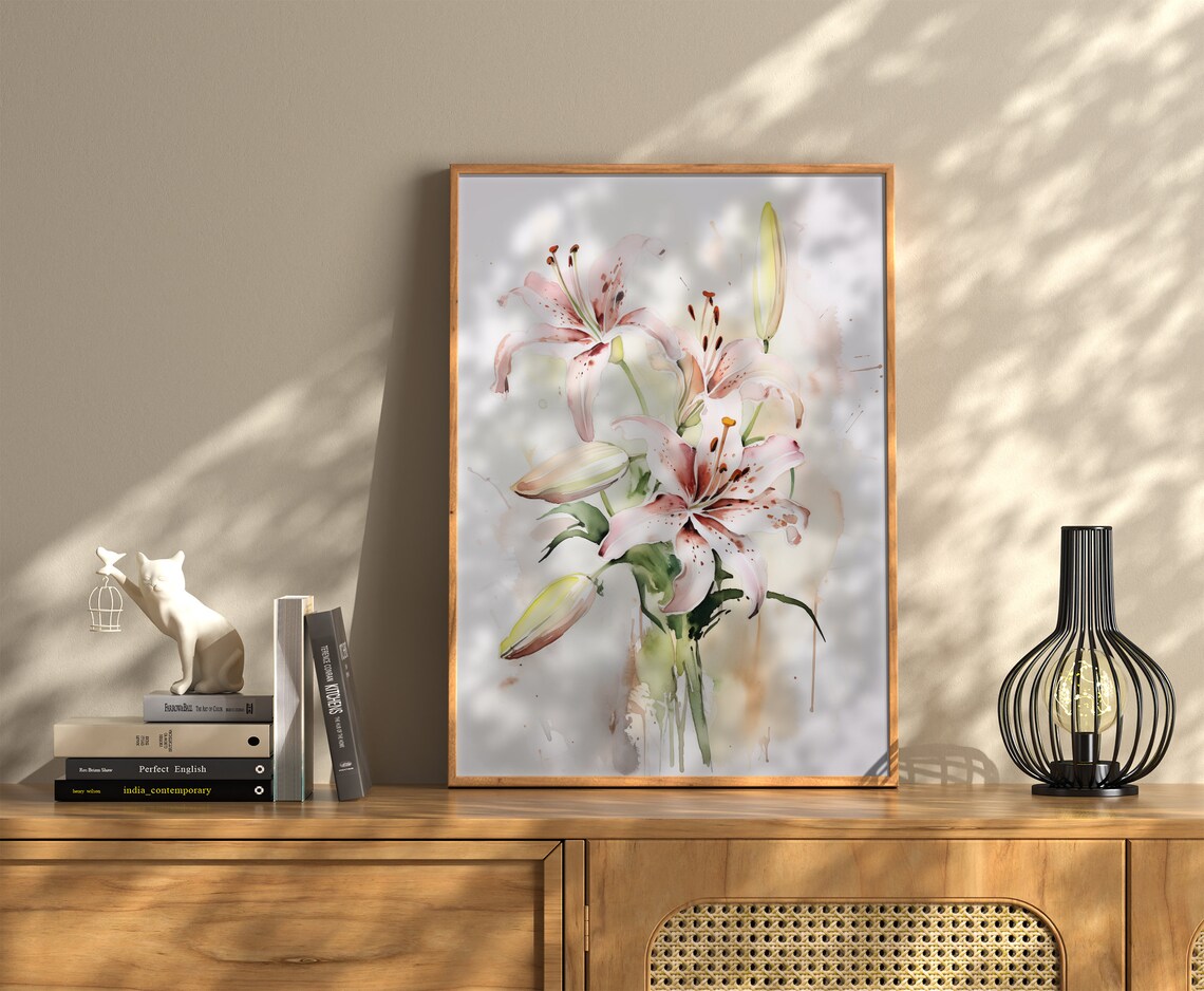 Watercolor Lily Flower Art Print, Botanical Floral - Image 2