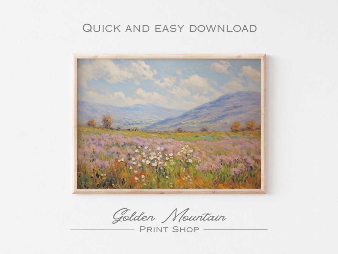 Wildflower Mountain Meadow Landscape Purple Bloom Valley Poster - Image 3