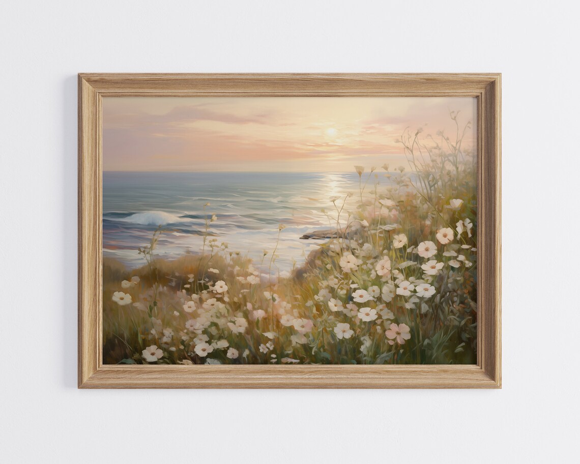 Summer Sunrise Coastal Wildflower Art Print - Image 3