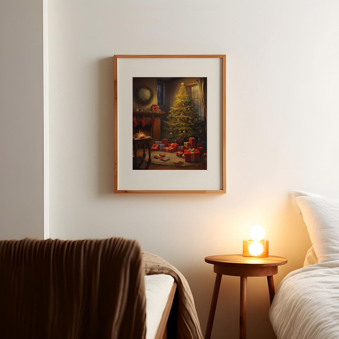 Christmas Tree Fireplace Stockings Wreath Cozy Holiday Poster - Image 2