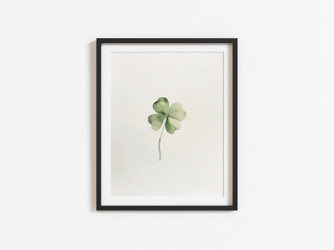 Minimalist Four Leaf Clover Print, Boho Watercolor - Image 3