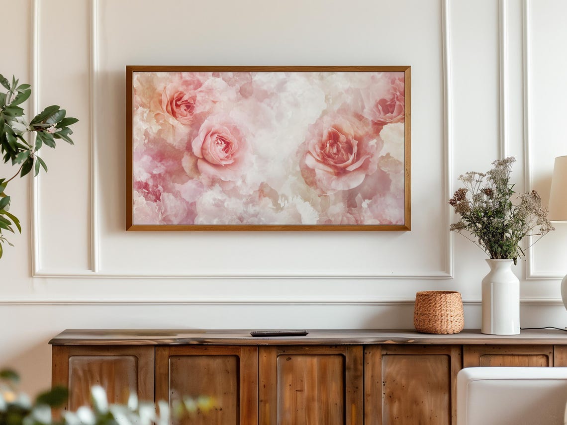 Blush Pink Roses Abstract Watercolor Soft Romantic Floral Poster - Image 3