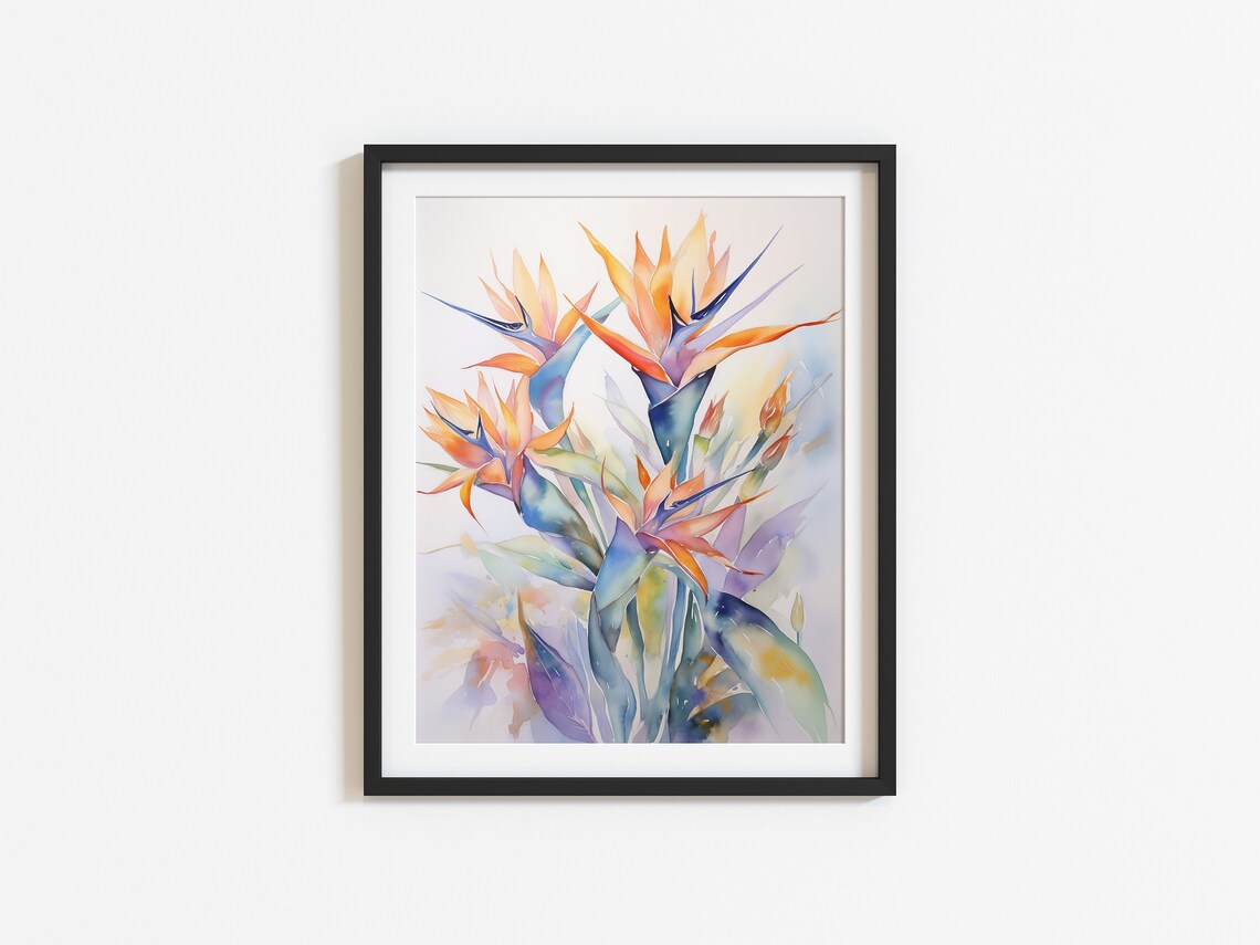Bird of Paradise Watercolor Vibrant Tropical Flower Botanical Print - Image 2