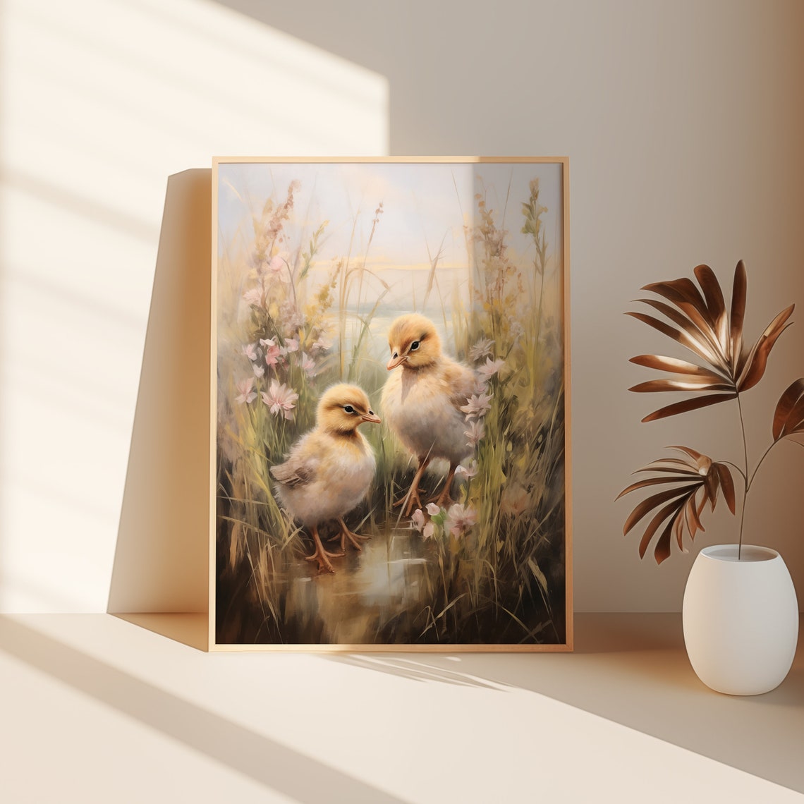 Two Baby Chicks Wildflower Meadow Cute Spring Nursery Poster - Image 3