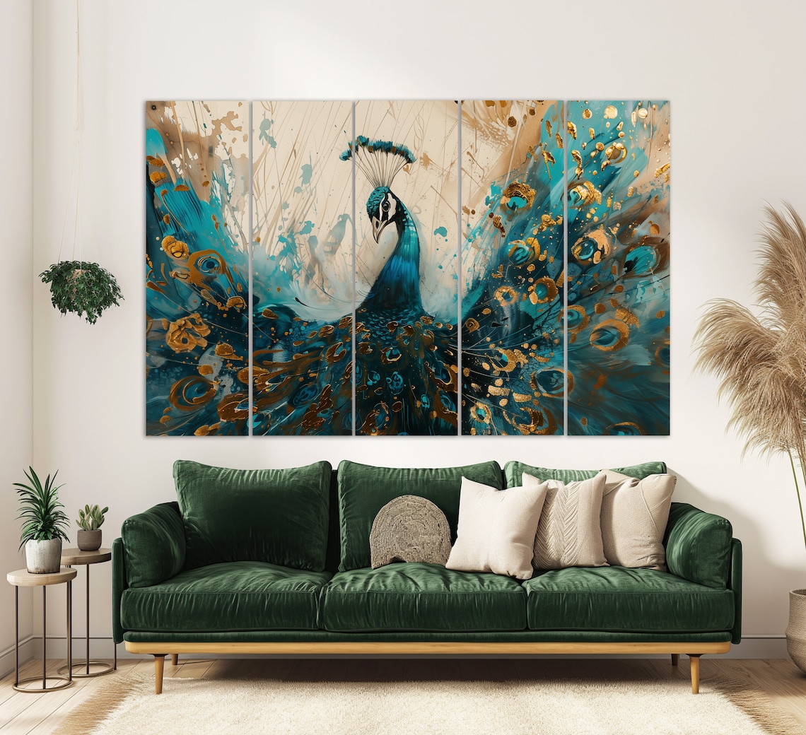 Modern Peacock Wall Art Print, Colorful Home Decor - Image 2
