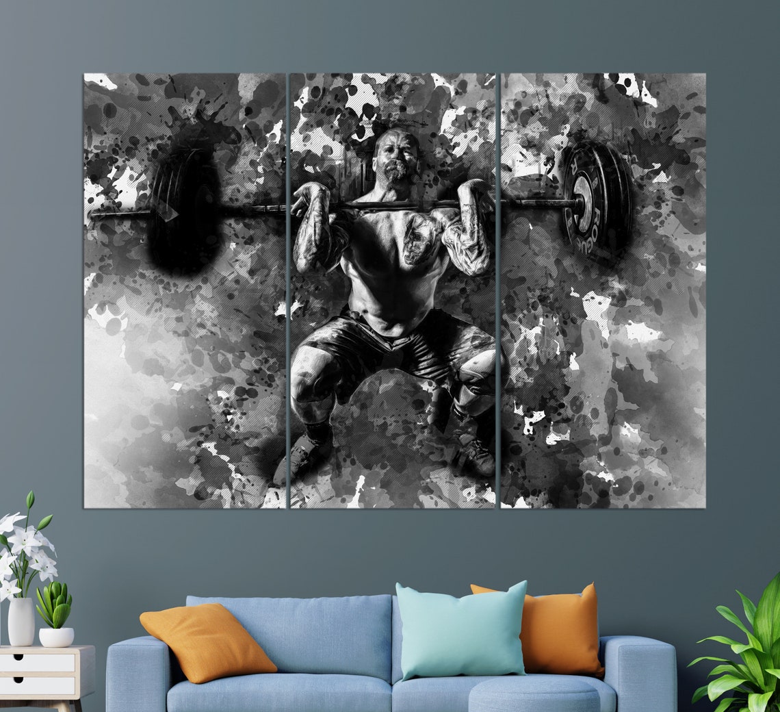 Weightlifting Painting Weightlifting Wall Art Gym Wall Decor Bodybuilding Print Fitness Painting Gym Wall Art - Image 2