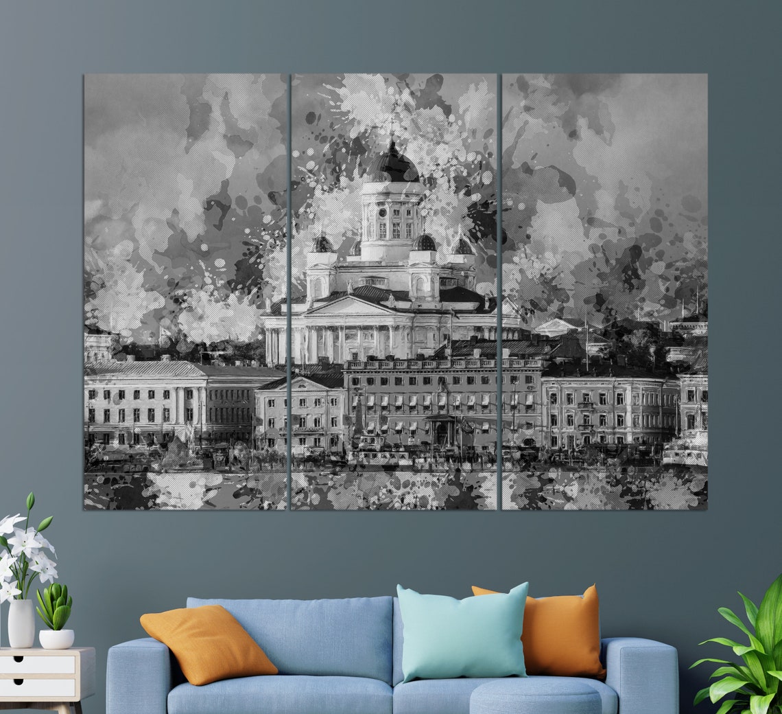 Helsinki Cathedral Print Abstract Helsinki Painting Helsinki Wall Art Finland Art - Image 2
