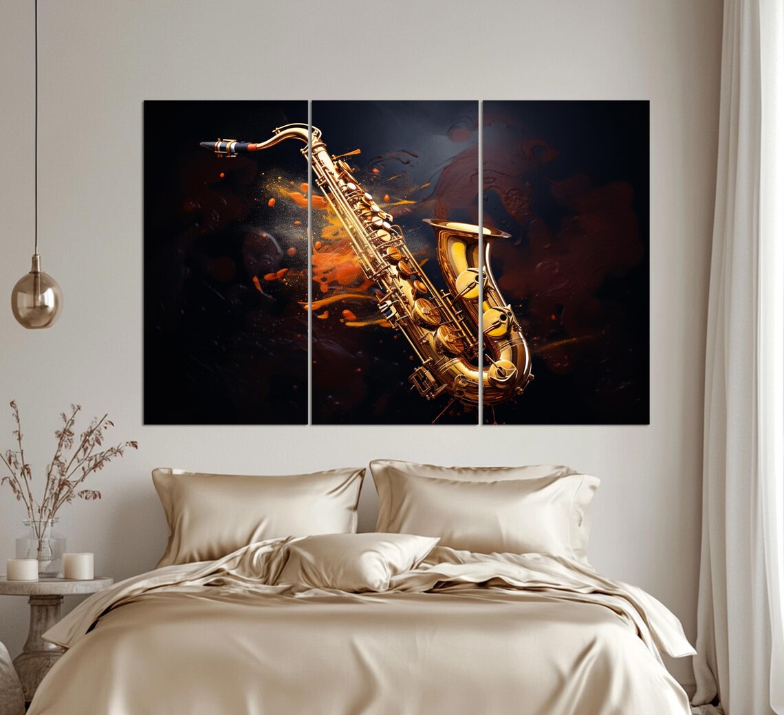 Abstract Saxophone Wall Art Print, Jazz Music Decor - Image 3