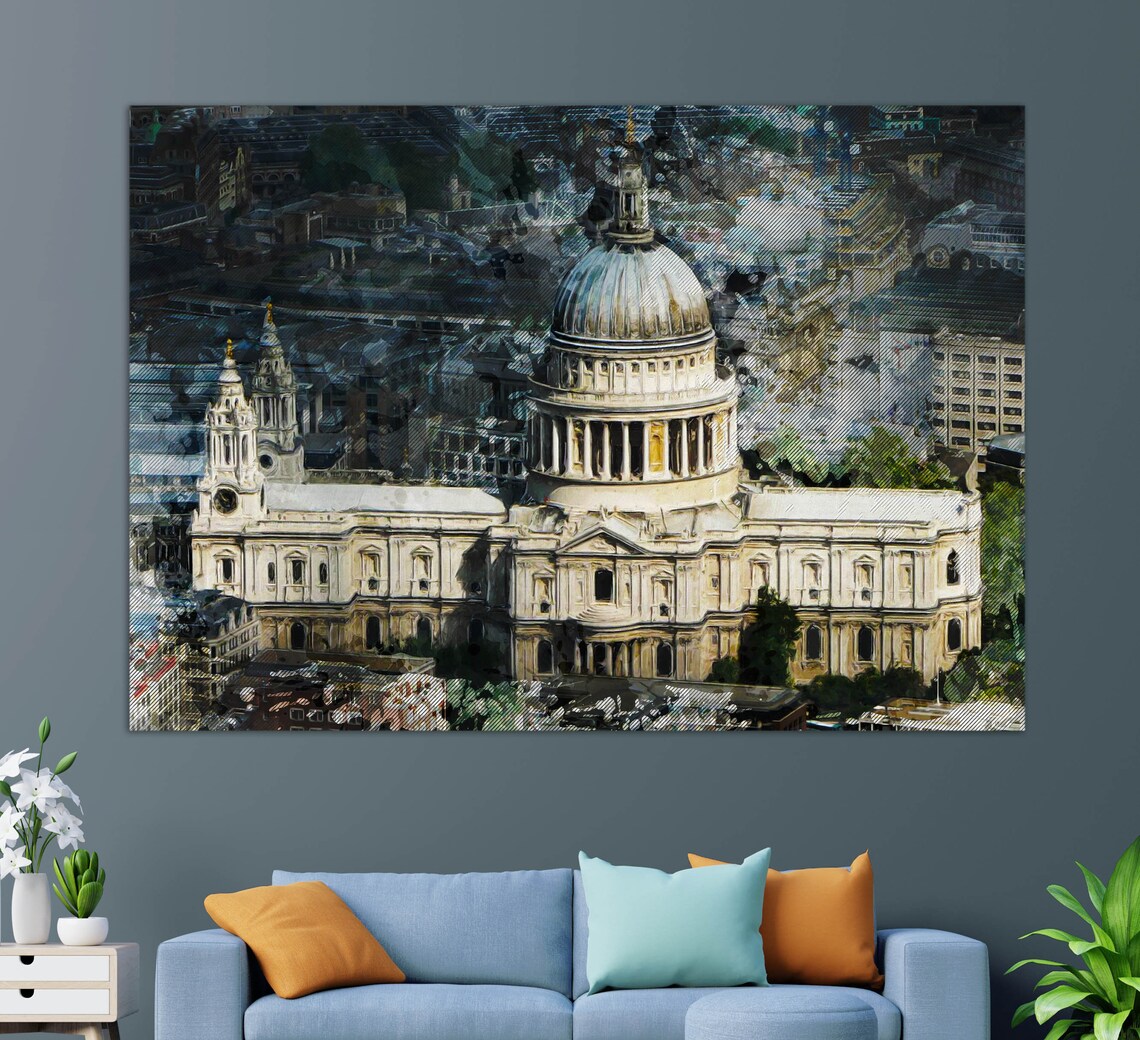 St Pauls Cathedral London Iconic Dome Skyline Painted Travel Poster