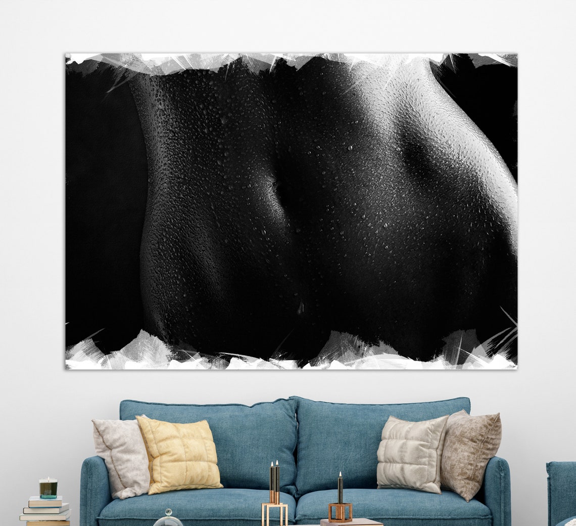 Black And White Wet Torso Water Drops Artistic Body Photography Print - Image 3