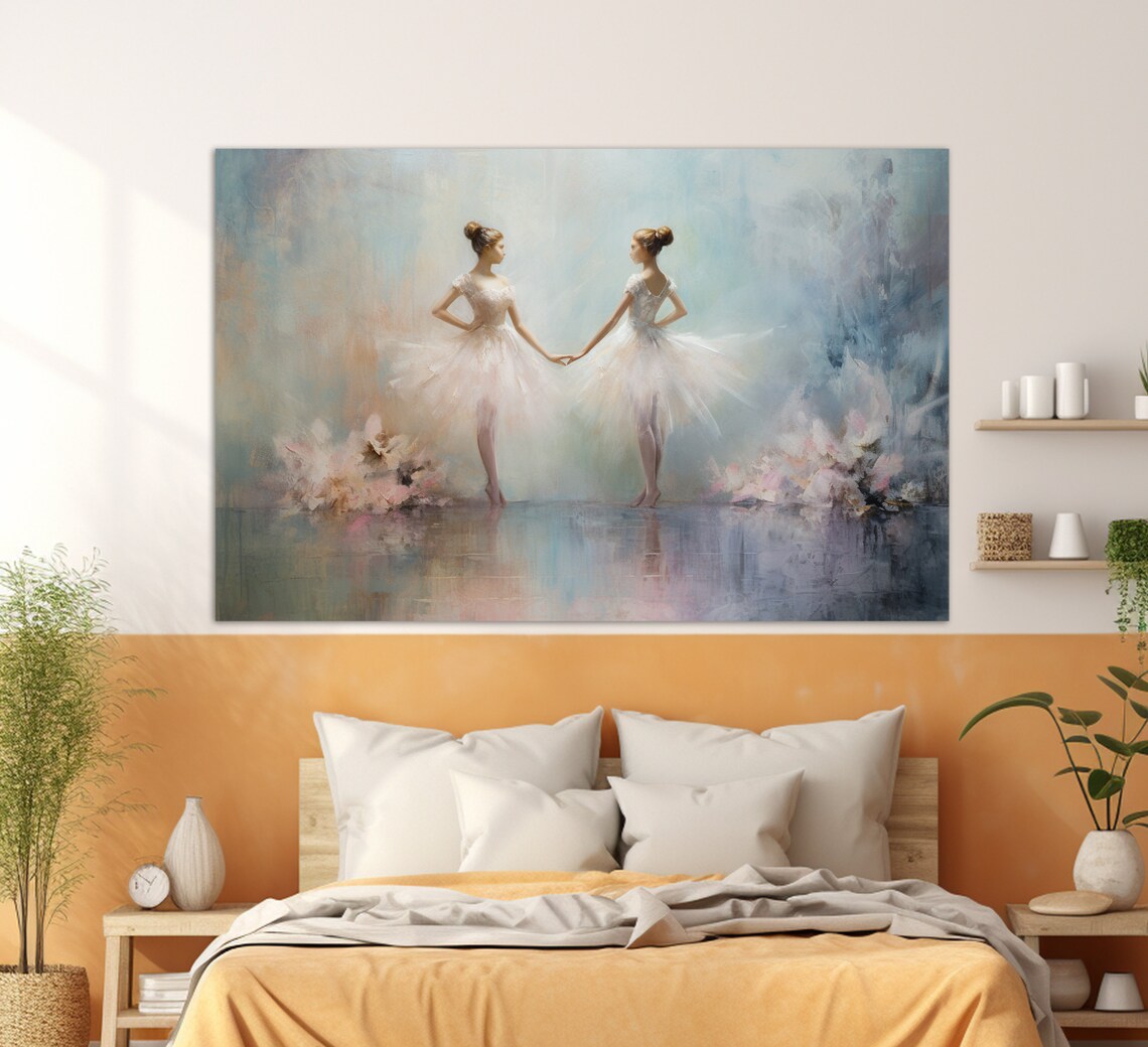Ballerinas Dancing Pastel Tutus Elegant Ballet Dancers Floral Wall Art Print - Image 2