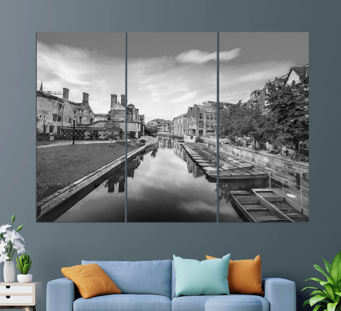 Cambridge River Punting Boats Sunset Reflections England Travel Poster - Image 2