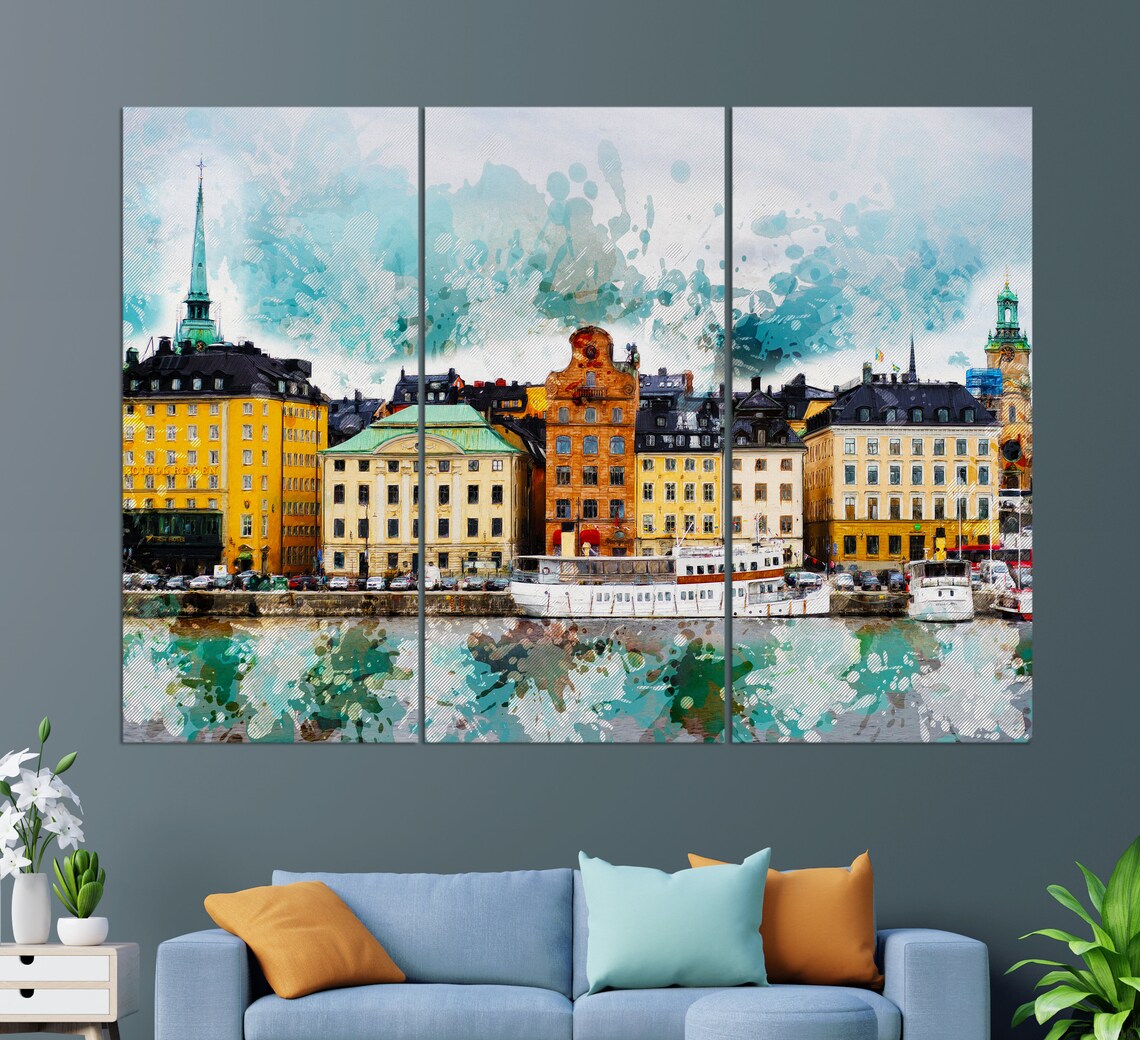 Stockholm Abstract Art Print, Sweden Wall Art - Image 2