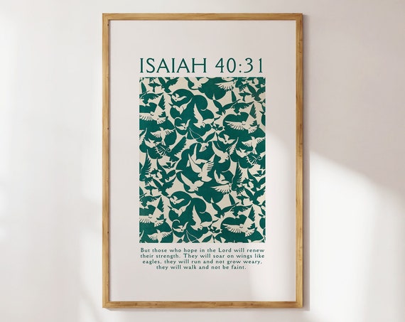 Vintage Isaiah 4031 In Kelly Green Christian Poster Wall Art Bible Verse Wall Art Room Decor Christian Merch
