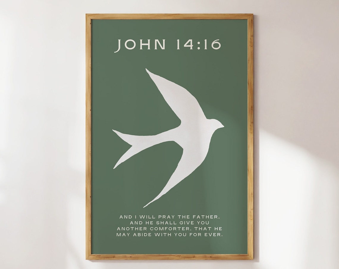 Comforter John 146 Sage Green Wall Art Christian Wall Art Bible Verse Scripture Modern Minimalist Gift For Her