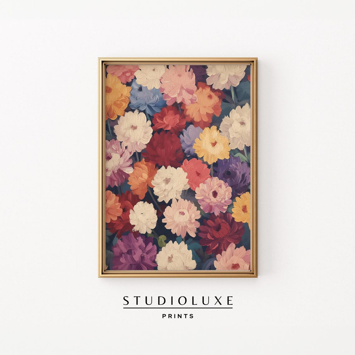 Autumn Chrysanthemum Floral Dense Pattern Fall Home Decor Poster