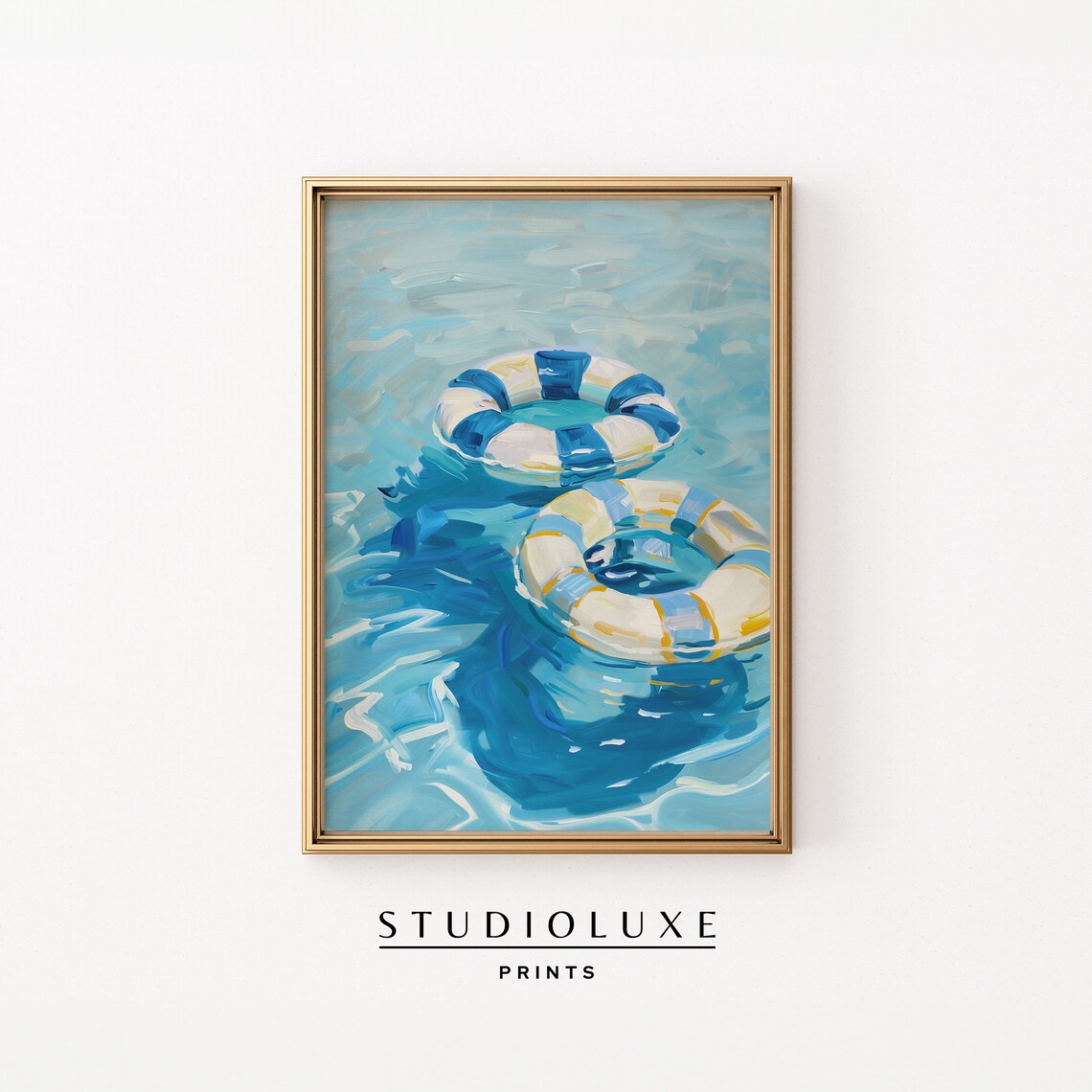 Pool Rafts Matisse-Inspired Vintage Travel Poster