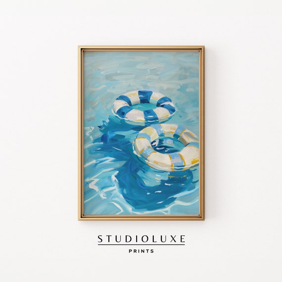 Pool Rafts Matisse-Inspired Vintage Travel Poster